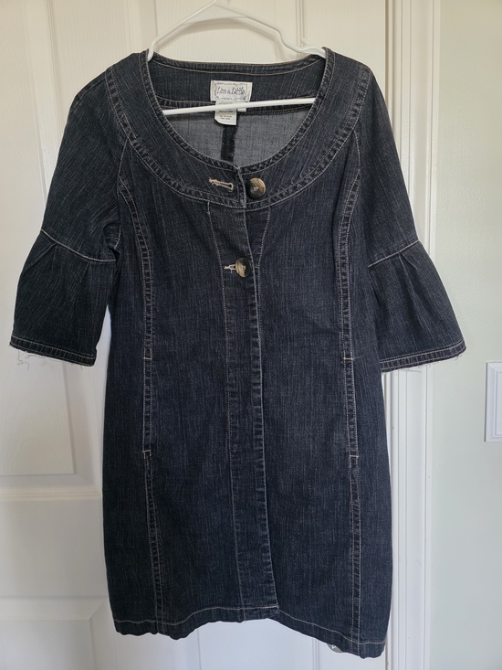 Live a Little Dresses & Skirts - Live a Little denim dress in a dark wash featuring 3/4 bell sleeve Size M
